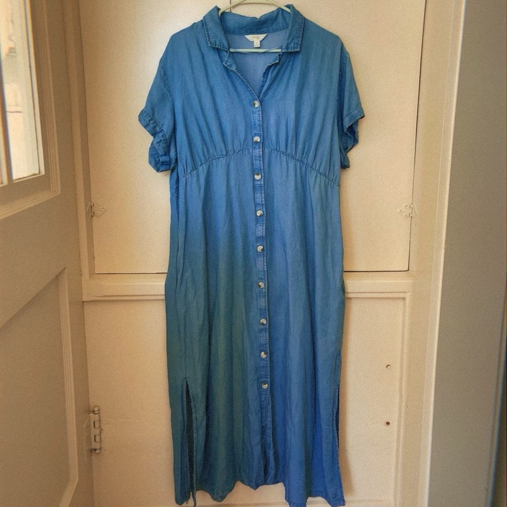 denim style button down dress